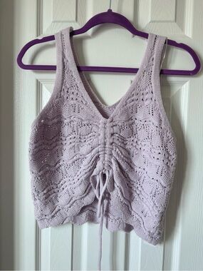 Jessica Simpson Lavender Knit Drawstring Crop Tank